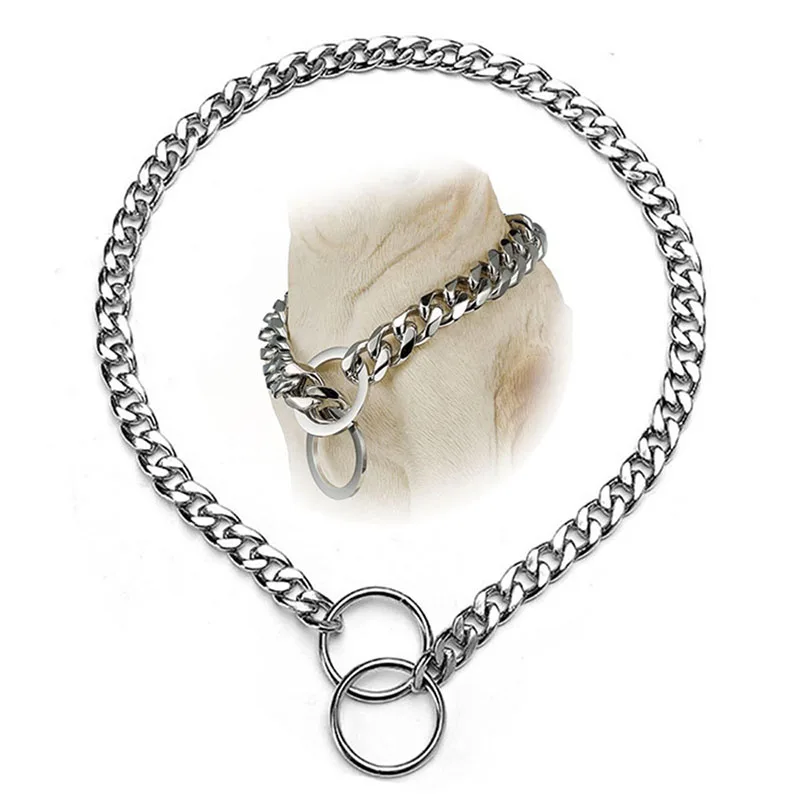 Dog Collar Smooth Flat Design Dog Slip Chain Collar Stainless Steel