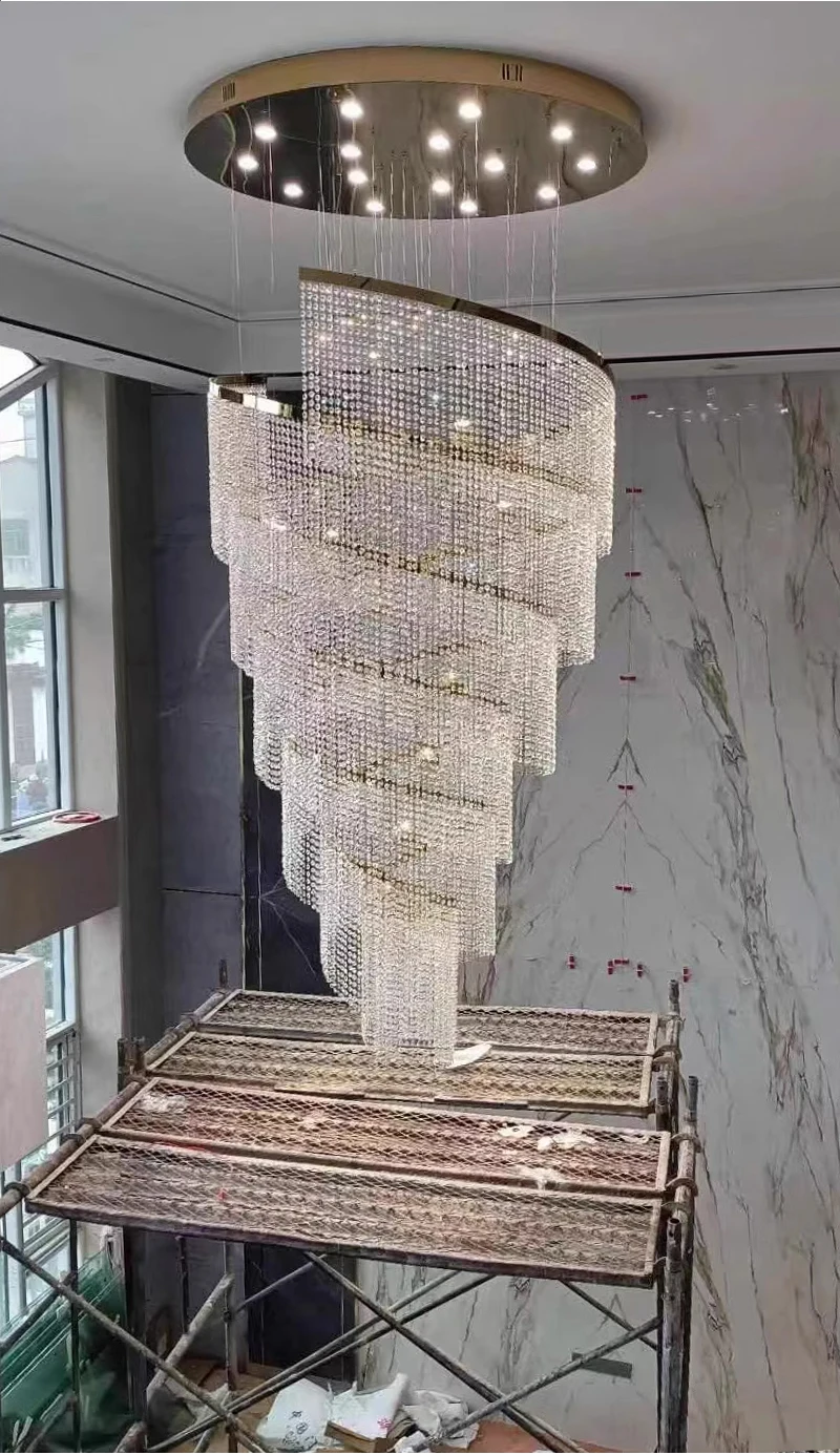 Shop Luxury Large Spiral Crystal Chandelier for Staircase, Hallway ...