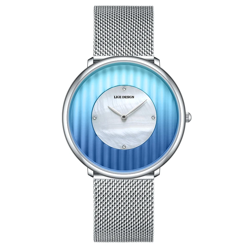 LIGE Luxury Men's Ultra-Thin Waterproof Mesh Watch with Sport Calendar and Luminous Display
