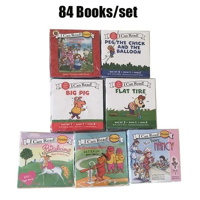 

84books/set I Can Read Phonics Pink Alicious My Very First Picture Books English Book for Children Kids Baby Pocket Story Book