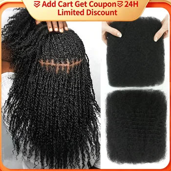 Black Pearl Top QVR Peruvian Kinky Curly Mini Twist Hair 50G/pc Afro Kinky Bulk Human Hair for Braiding 100% Remy Hair Bundles 1