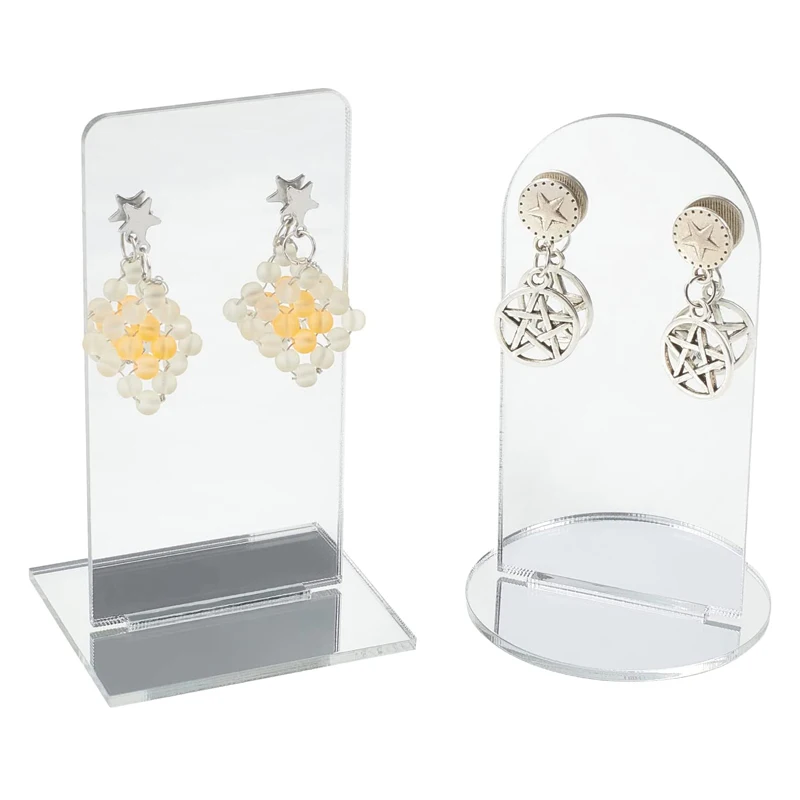 Mirror Acrylic Ear Stud Display Card With 2 Holes Retail Jewelry Organizer Stand Earrings Holder For Showcase Photo Prop