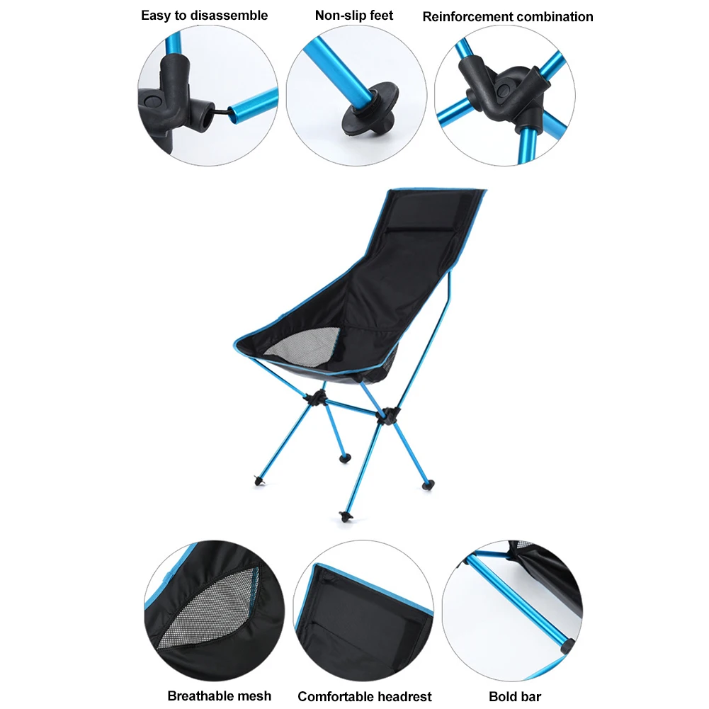 Foldable Outdoor Chair Collapsible Camping Chair Portable Folding for Beach Picnic Seat Folding for Fishing BBQ Hiking