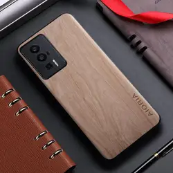Premium Bamboo Wood Pattern Leather Case - Protective Cover with  Design for Poco M5S (White)