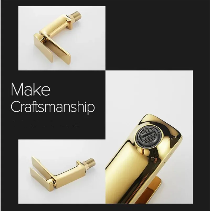 Description Picture 6 of itemGold White  Bathroom Faucet Basin Mixer Tap Black Wash Hot & Cold Waterfall Brass New Arrivals