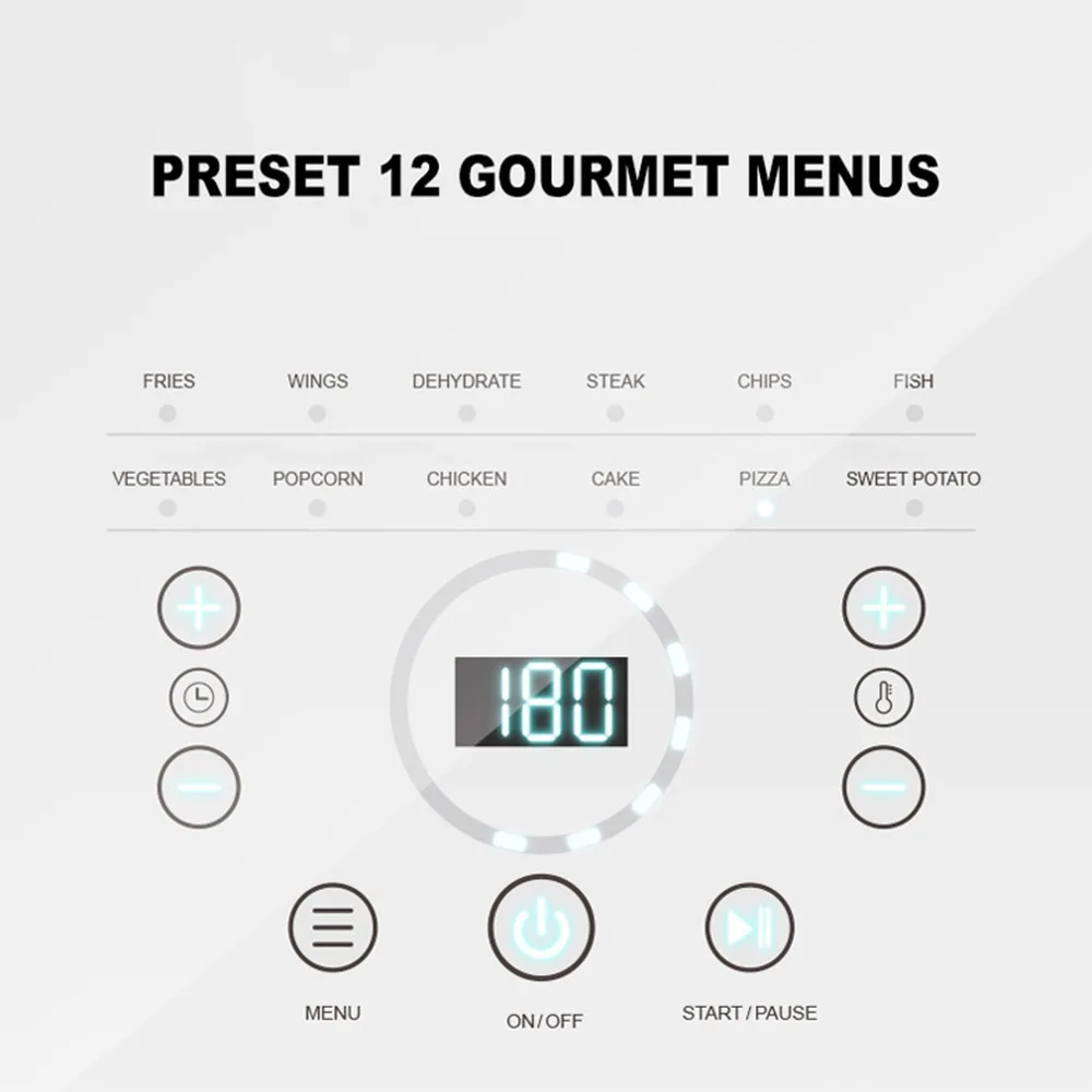 Air fryer household multifunctional fries machine large capacity 12L visual oven intelligent oil-free electric fryer