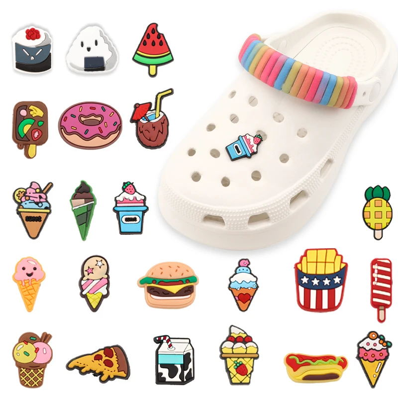 

1Pcs Cute Food Shoes Charms PVC Shoes Decoration Sweet Ice Cream Accessories In Bulk For Girls Women Hole Shoes Sandals Slipper