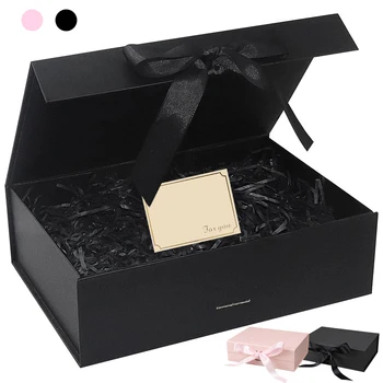 3 Sizes Available Luxury Magnetic Gift Box With Lid Ribbon Lafite Grass Greeting Card Valentine's Day Gift Packaging Box 1