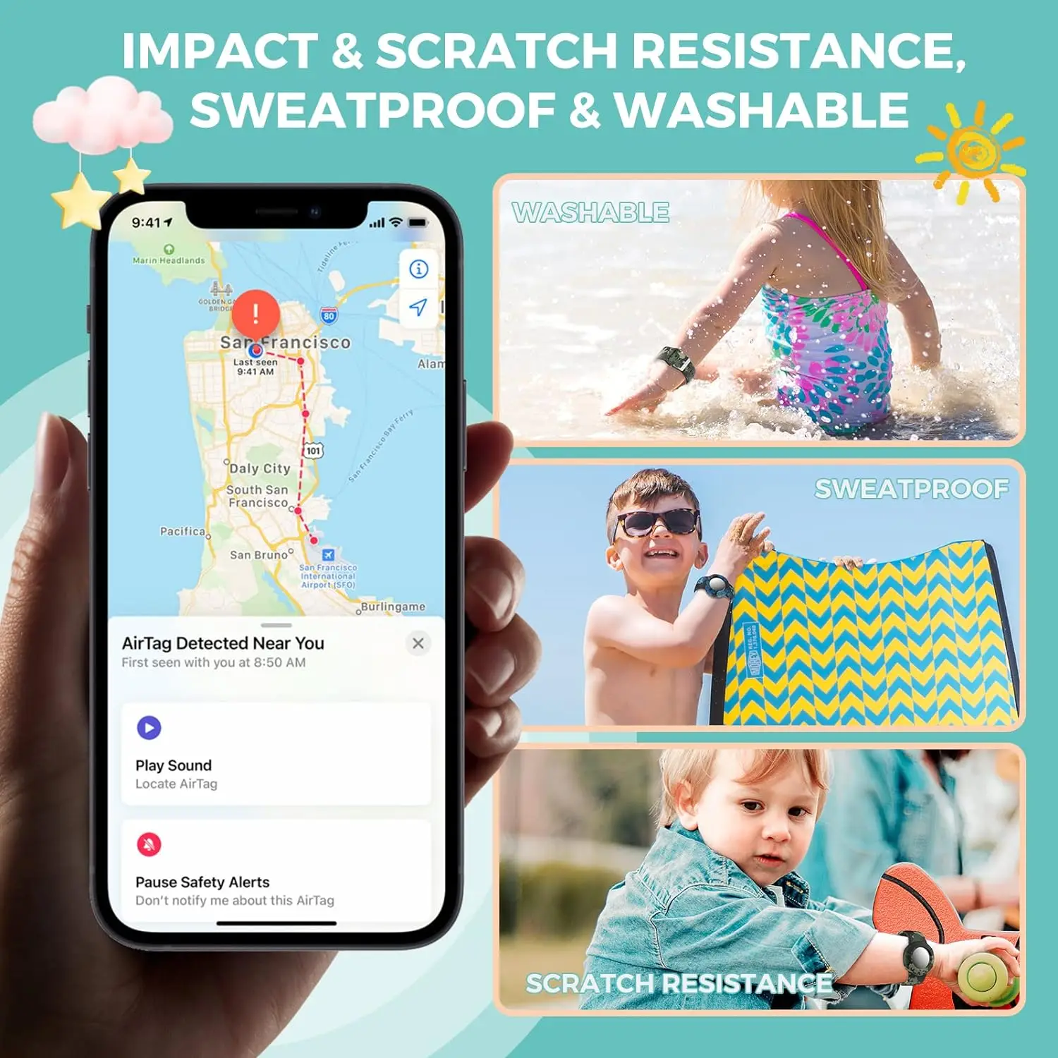 부드러운 실리콘 에어 태그 팔찌, 경량 GPS 트래커, 애플 거치대 호환