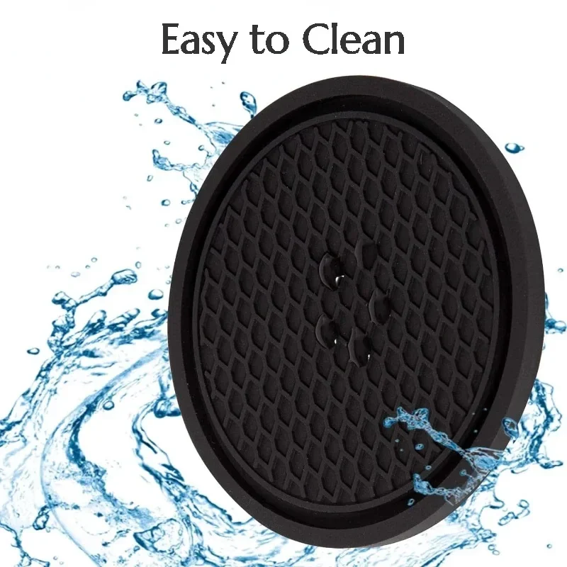 Non-slip Car Water Cup Pad Diamond Rhinestone Rubber Mat for Bottle Holder Coaster Auto Interior Anti-skid Cup Holders 7cm 2pcs