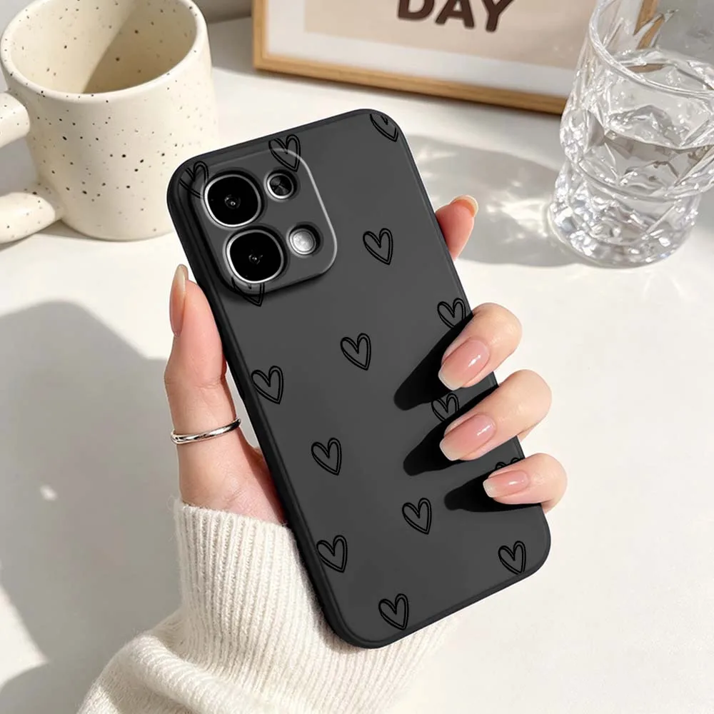 Chic Black Heart Pattern Phone Case