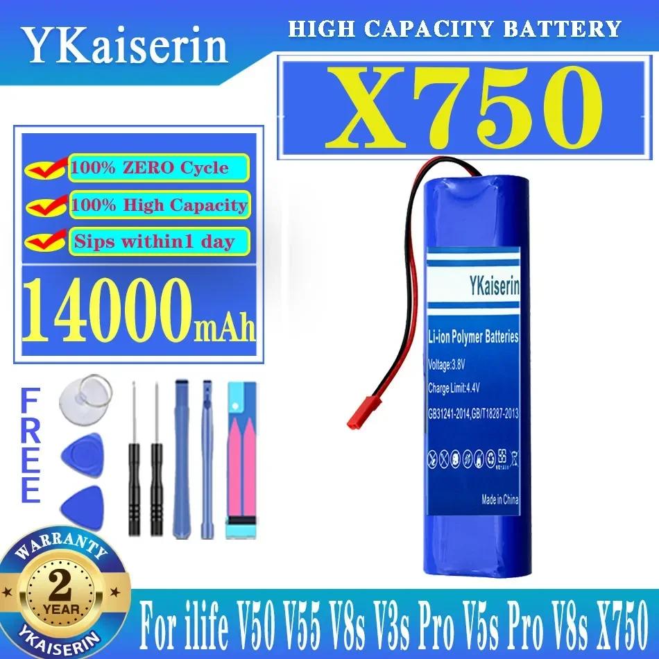 

YKaiserin Battery X 750 14000mAh for ilife V50 V55 V8s V3s Pro V5s Pro V8s X750 Batteries