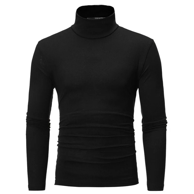 New Fashion Base Tee Shirt Men Slim Fit Knit High Neck Pullover Turtleneck Sweater Tops Shirt 3