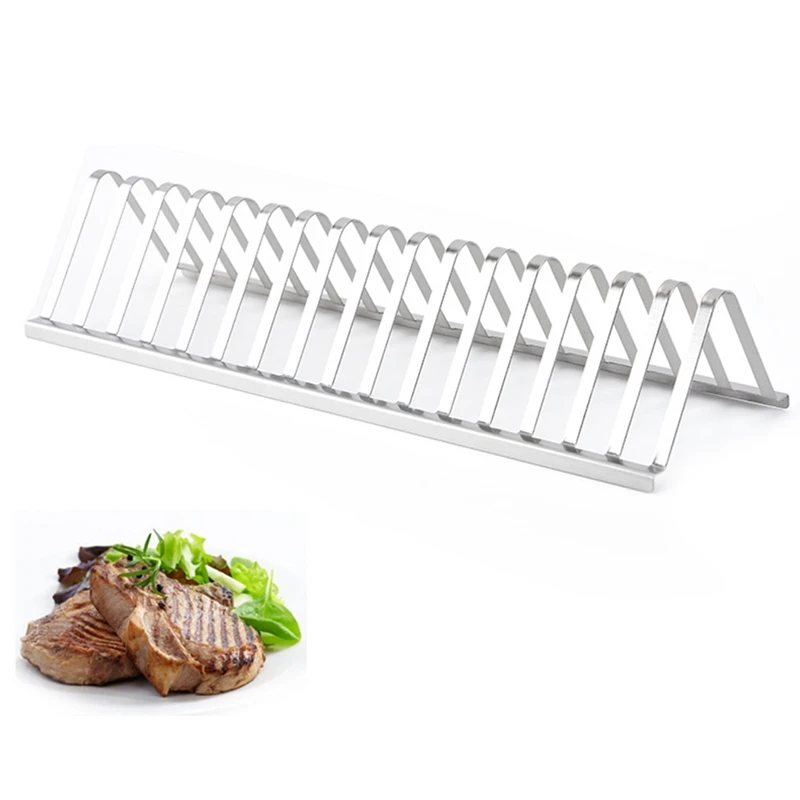 Stainless Steel Barbecue Grill Holder Smoking Rib Racks Grilling BBQ Outdoor Roasting Stand Picnic Utensil