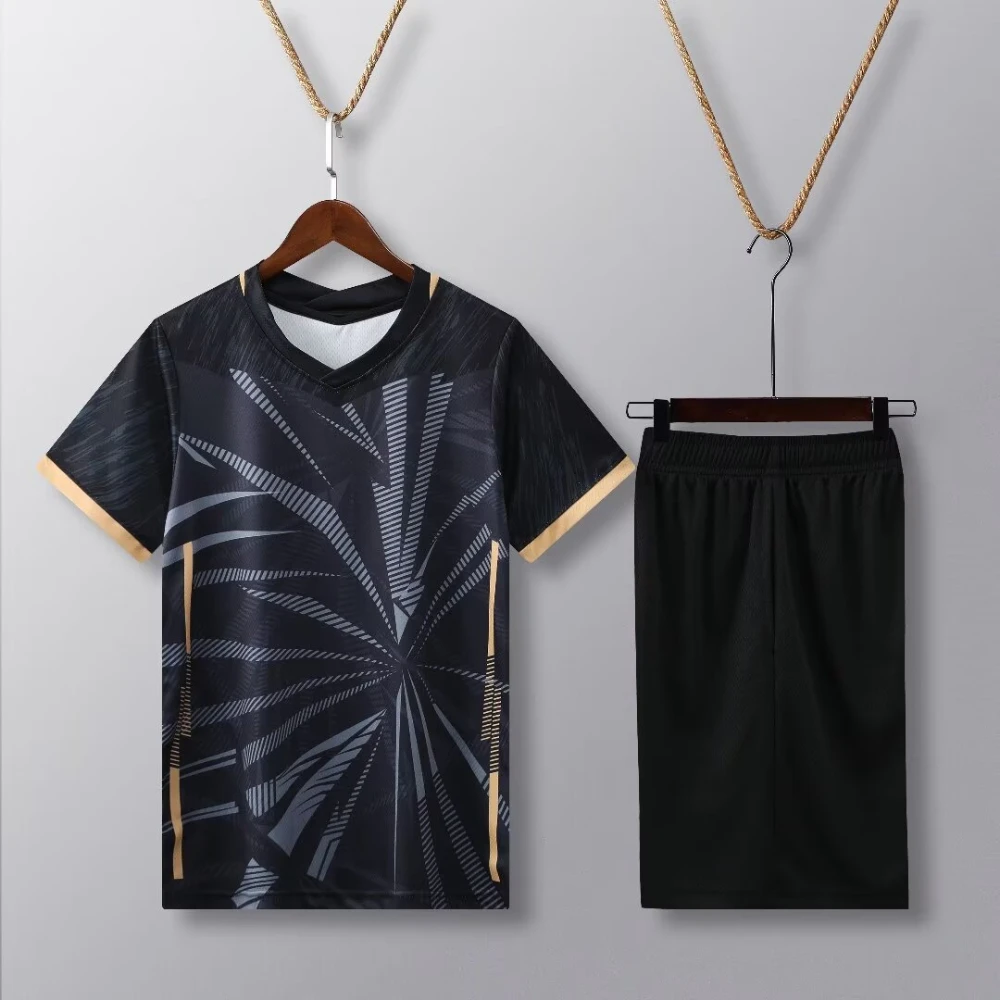 Men dark blue ripe Soccer Volleyball Soccer Jersey Shirts Uniform football suit Sport Shorts Print Clothing Set