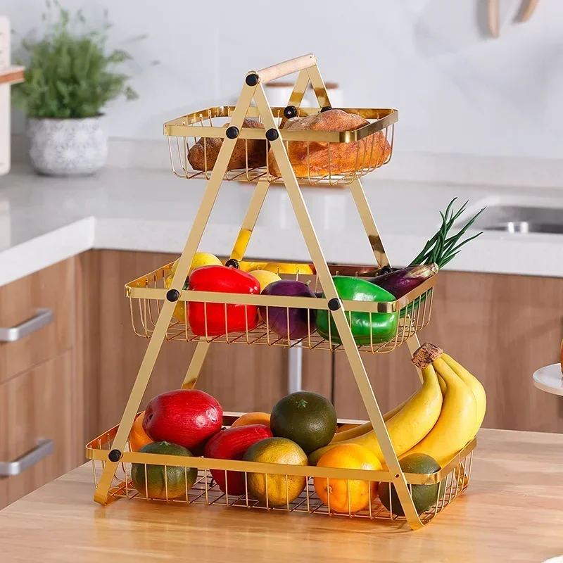 Kitchen Storage Rack Portable Candy Tray and Fruit Basket Kitchen Vegetable & Fruit Storage Rack Multi-functional Snack & Vegetable Organizer