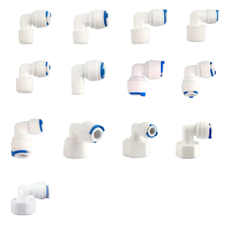1/4" 3/8" OD Hose Tube 1/2" 3/8" 1/2" thread Reverse Osmosis Aquarium Quick Fitting RO Water Elbow Plastic Pipe Coupling Connect Hose Pipe Fitting