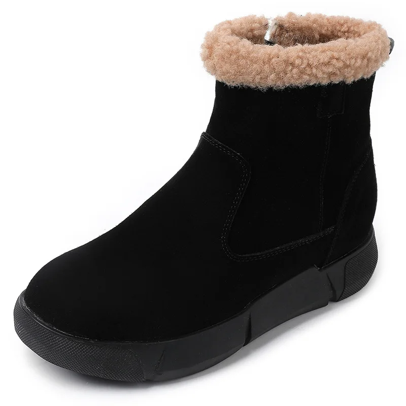 

ZXRYXGS Top Cowhide Frosted Leather Snow Boots Winter 2024 New Thickened and Warm Shoes Women's Boots Large Size 44 Cotton Shoes