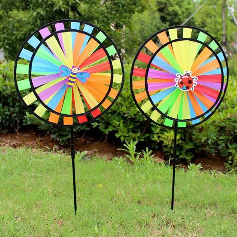 Colorful Polyester Wheel Windmill for Children Outdoor Activities and Garden Decoration 1pc