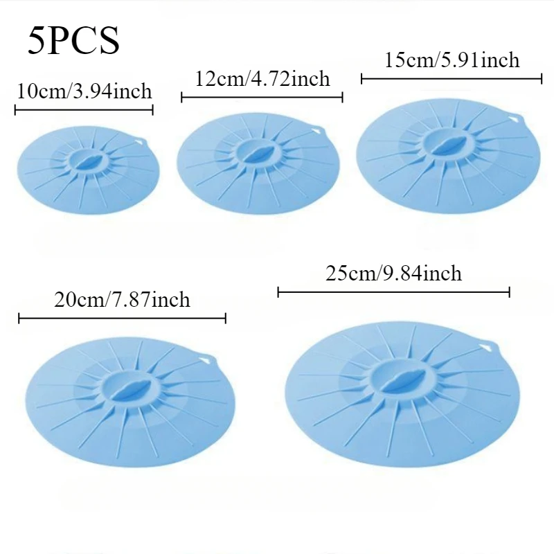 Reusable Silicone Crisper Lid Kitchen Washable Food Crisper Bowl Lid Wall Mountable Seal Cup Lid 5pcs
