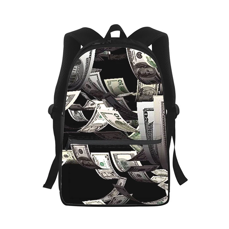 USD dollar money Men Women Backpack 3D Print Fashion Student School Bag Laptop Backpack Kids Travel Shoulder Bag