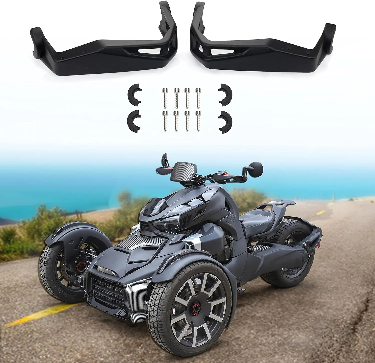 

Aluminum Hand guards Kit for 219400998 Black Handguards Handlebars Protector 2PCS Compatible with Can Am Ryker Replace