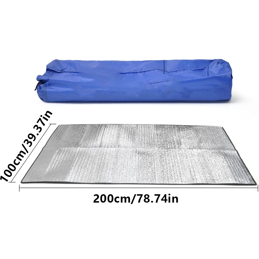 Picknickmatte für den Außenbereich, doppelseitig, feuchtigkeitsbeständig, Schaumstoffpolster aus Aluminiumfolie, wasserdichte und isolierende Folienmatte, Campingmatte für den Strand – Detail 2