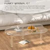 Acrylic Cloud Shaped Coffee Table, Modern Irregular Waterfall Transparent Coffee Table Furniture, with 3 Solid Bubble Legs 3