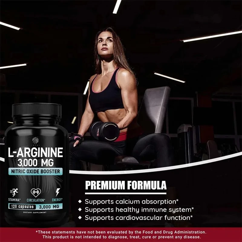 L-Arginine Capsules 3000mg-Nitric Oxide Boosters-for Supporting Muscle Growth, Vascular Function and Energy