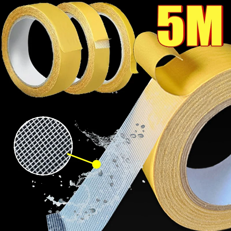 

1-3Rolls 5M Double Sided Tape Strong Traceless Adhesive Waterproof Fixation Mat Carpet Tape Translucent Mesh High Viscosity Tape