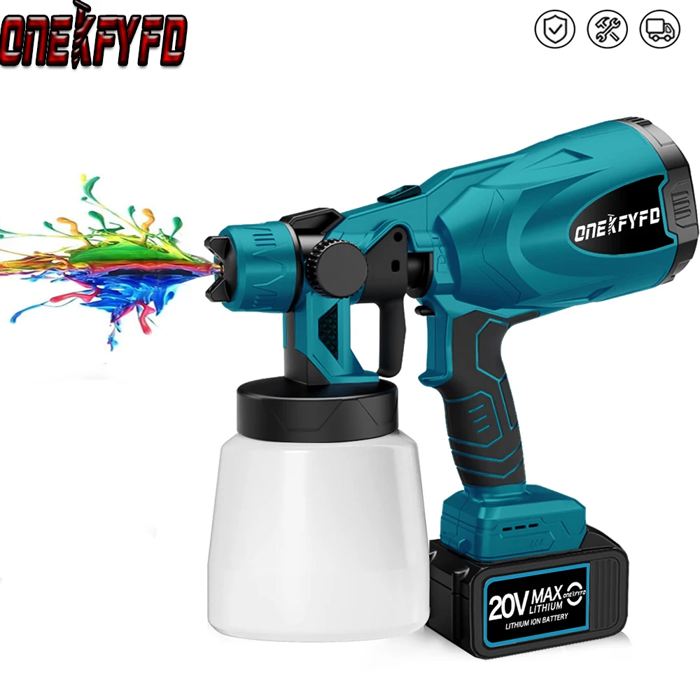 800ML Electric Spray Gun Cordless Household Paint Sprayer Flow Control Furniture Steel Coating Spraying For Makita 18V Battery