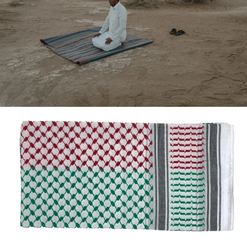 

Shemagh Desert Scarf Geometric Jacquard Arab Keffiyeh Turban Shawl Wrap Square Scarves Bandana Head Wraps for Men Dropship