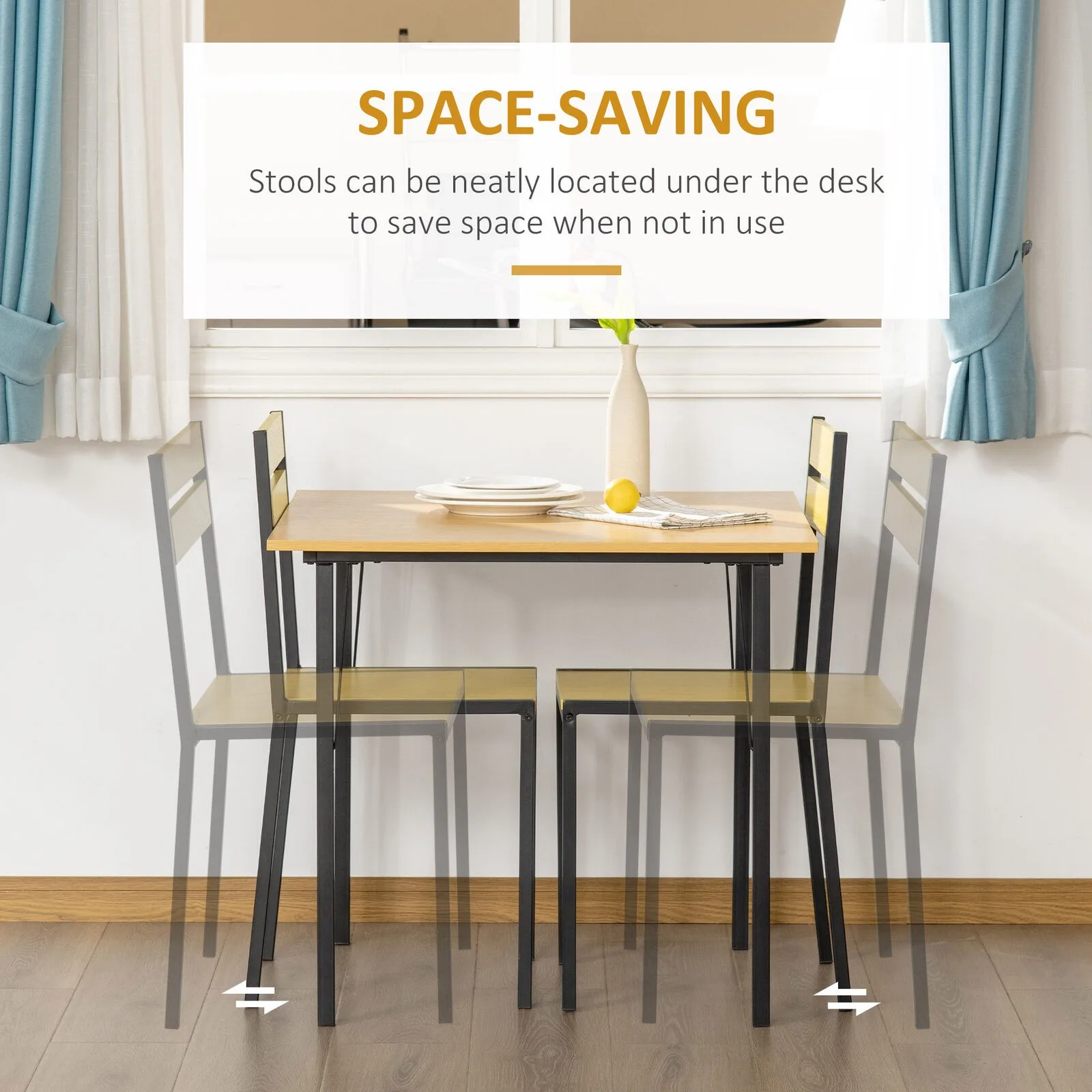 3-Piece Dining Room Kitchen Table & 2 Chairs Furniture Set for Home, Bamboo United States