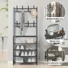 Clothes Hanger Multi-Layer Shoe Rack Doorway DIY Hat And Shoes Shelf Simple Floor-Standing Living Room Organizer Storage Racks 3