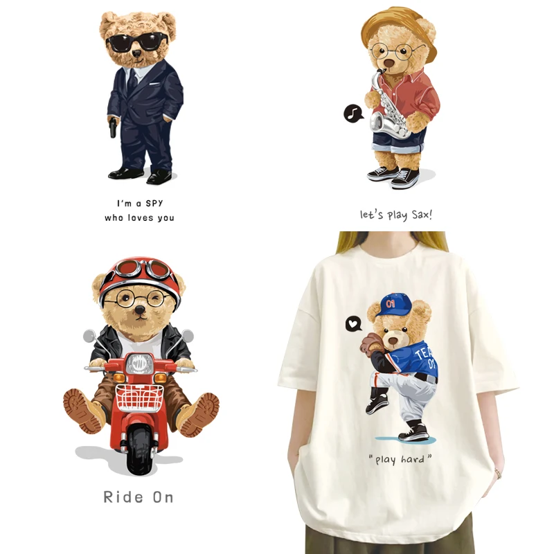Teddy bear DTF classic cute cartoon printed t-shirt Heat Transfer Printing