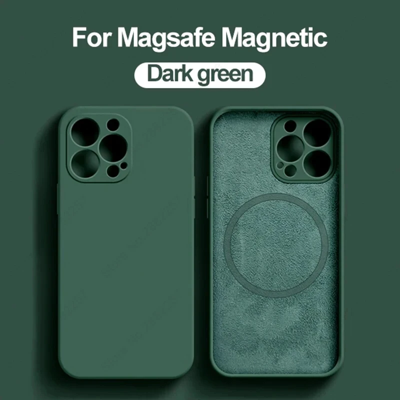 Magnetic Liquid Silicone Case for iPhone with MagSafe Compatibility – Soft Wireless Charging Phone Cover