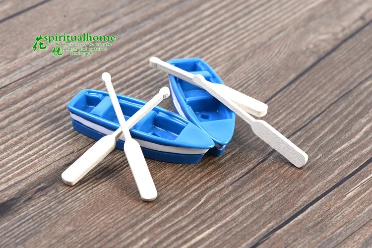 Small Boat And Paddle Small Ornament Diy Material Bryophyte Micro Landscape Meaty Plants Miniatures Figurine Garden Tools 1 Set miniature ornament miniature figurines miniature scenery material ornament crafts