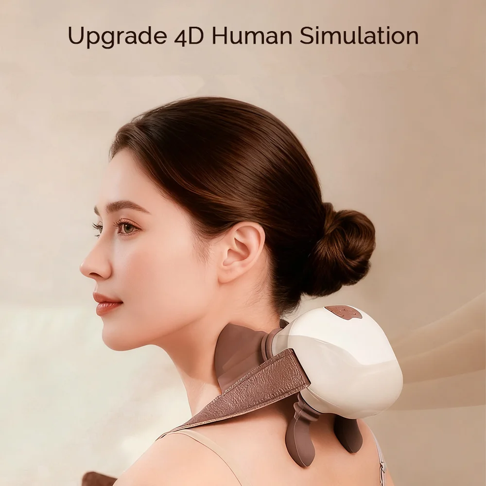 4D Hand Shaped Kneading Neck And Shoulder Massager Portable Shoulder Neck Massage Pillow Brushless Motor Trapezius masajeador