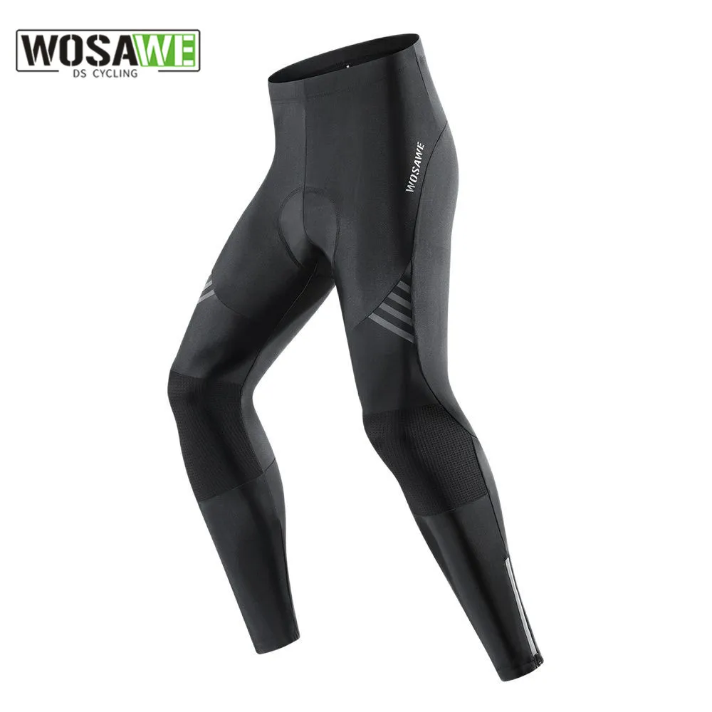 WOSAWE Quick Dry Cycling Tights Man Gel Padded MTB Bicycle Pants Cool Breathable Mountain Bike Pant Riding Leggings Reflective