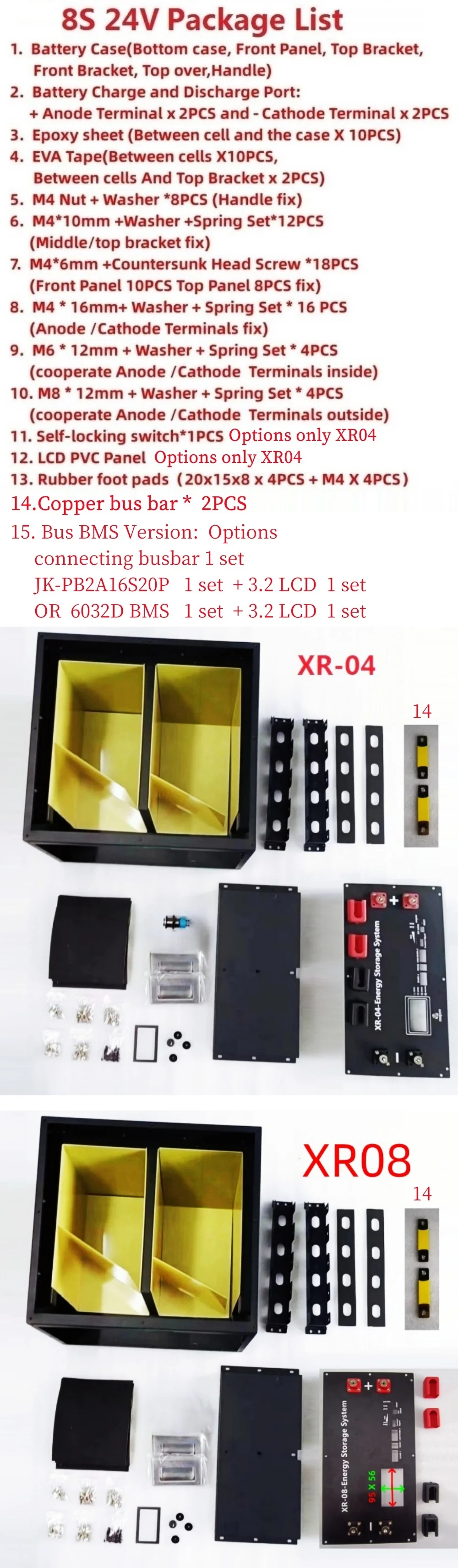 8S 24V Power Box Case DIY Kit LiFePO4 Battery Stacked Solar Home Energy Storag