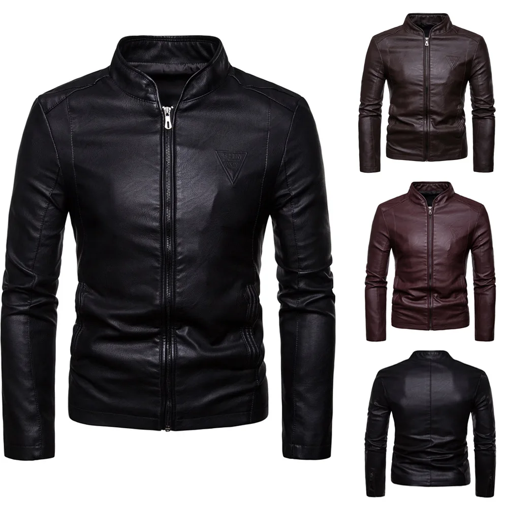 

2024 Spring New Men's Motorcycle Leather Jacket Fashion Slim Fit Stand Up Collar PU Leather Plus Size Coat 7XL-M Men's Clothing