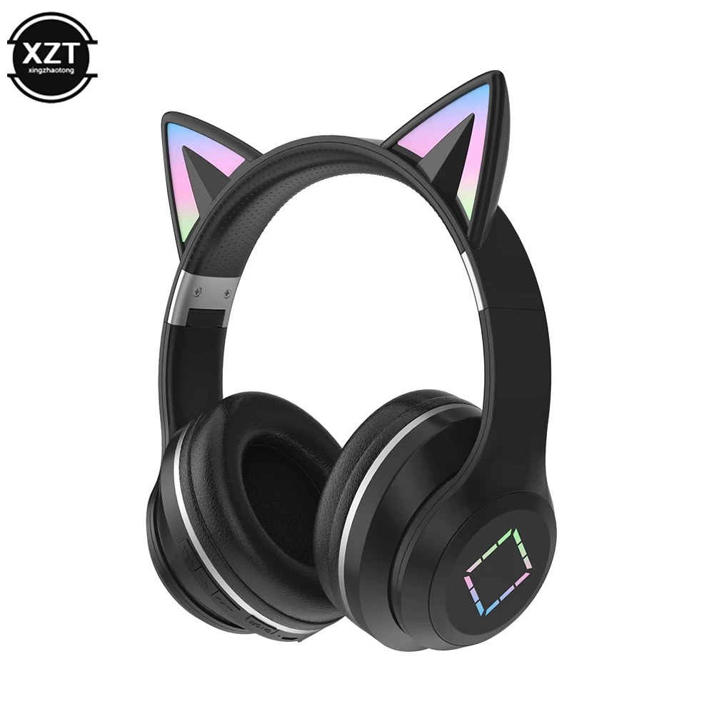 Bluetooth 5.1 Wireless Headset with Mic RGB LED Light for Kids PC Gamer
