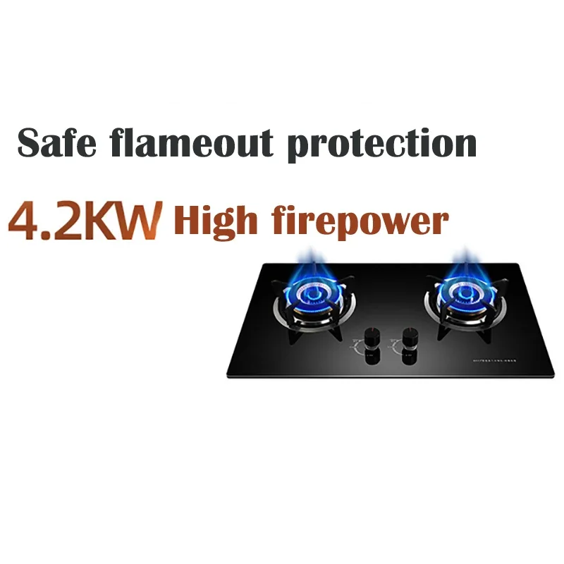 4.2KW Double Head Fierce Fire Stove/Household Desktop Embedded Dual-Purpose Natural Liquefied Gas Stove  /Electronic Pulser 2