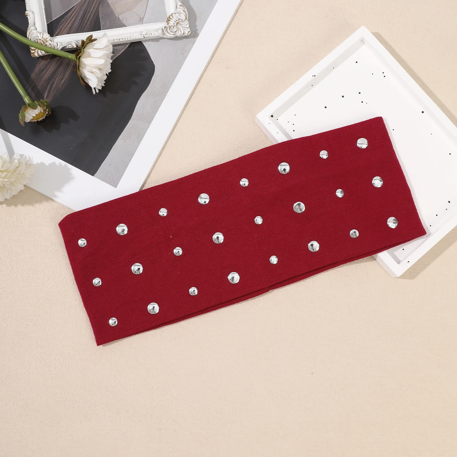 1 Pc Wide Elastic Headband Dot Pattern Fashion Stretchy Non Slip Hair Band for Girl Workout Sport Hair Accessories Headwrap