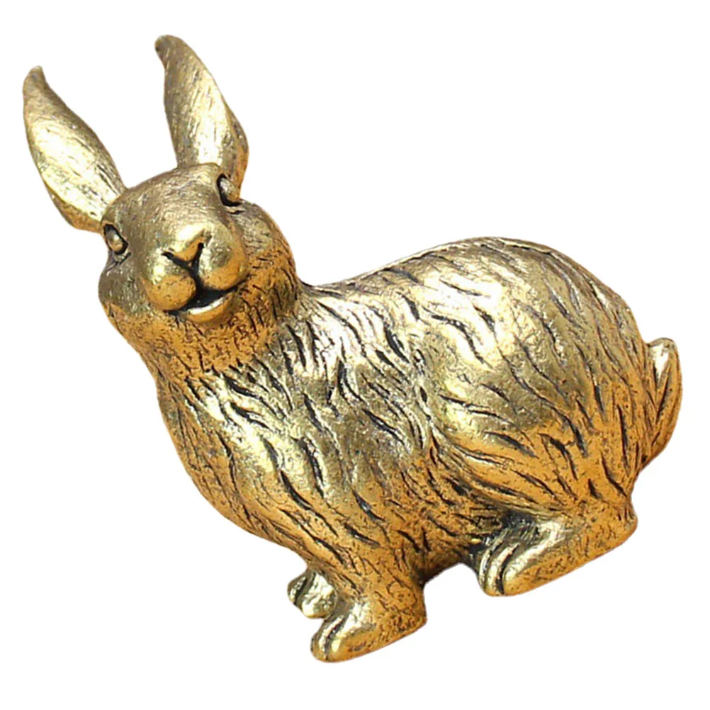 

Rabbit Ornament Office Decore Miniature Animal Statue Decorate Figurine Bunny Brass Small Decoration Figurines