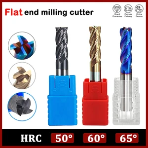 HRC50 HRC60 HRC65 Carbide End Mill 4Flutes 2Flutes End Mill Milling Cutter Alloy Coating Tungsten Steel Cutting Tool CNC Endmill