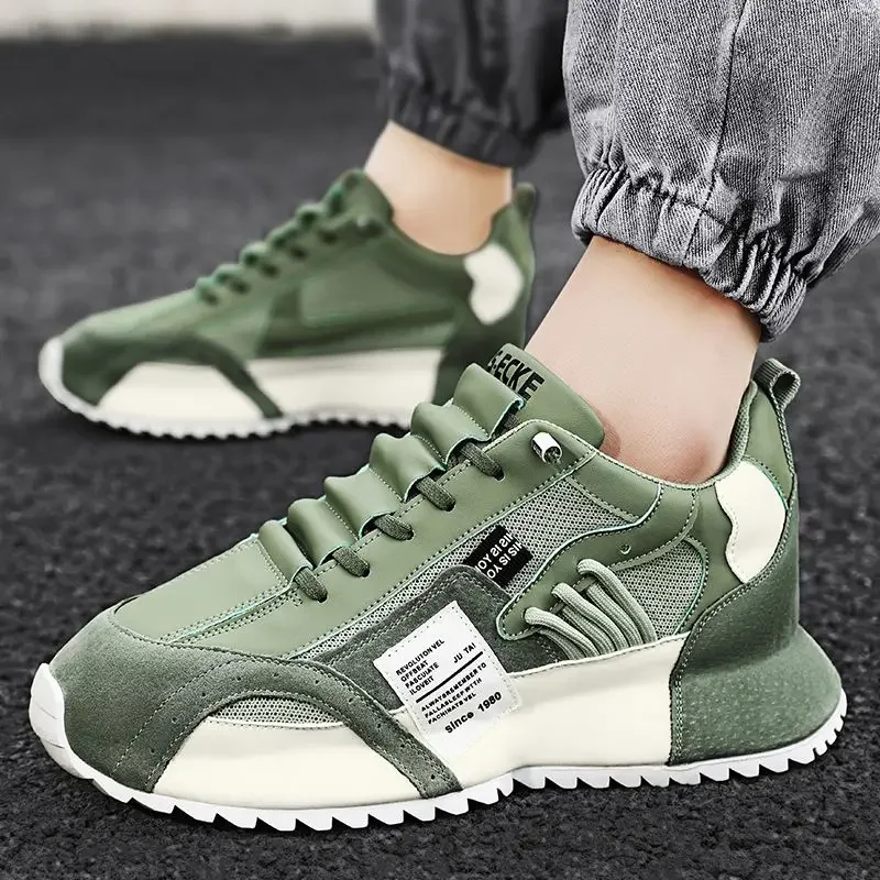 Men casual faux leather sneakers male wedged shoe 2025 spring