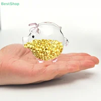 Mini Pig Money Jar Golden Beans Storage Box Transparent Piggy Bank Gold Glass Pig Ornaments Portable Coin Bank Saving Box Gift 1