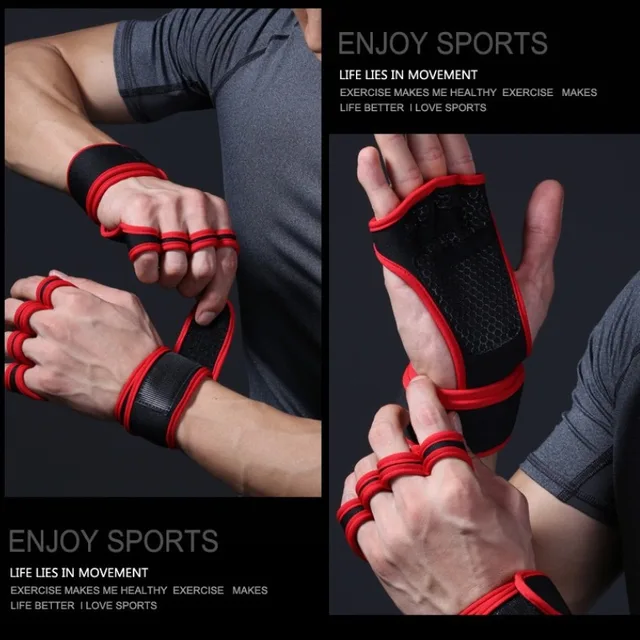 Half Finger Weight Training Gloves for Men Women Fitness Sports Wrist Palm Protector Gloves Anti-slip Gym Cycling Gloves Black 5