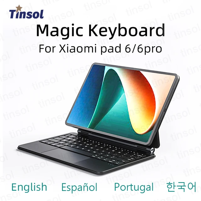 Clavier magique rétro4.2 pour Xiaomi Pad 6 Pro, étui 11 pouces, housse avec  clavier Bluetooth, espagnol, portugais, anglais - AliExpress